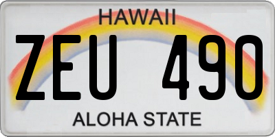 HI license plate ZEU490