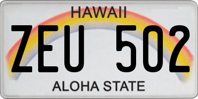 HI license plate ZEU502