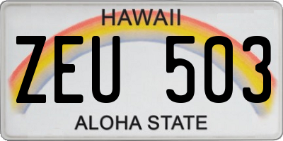 HI license plate ZEU503