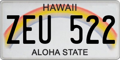 HI license plate ZEU522