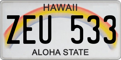 HI license plate ZEU533