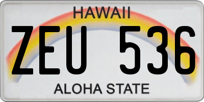 HI license plate ZEU536