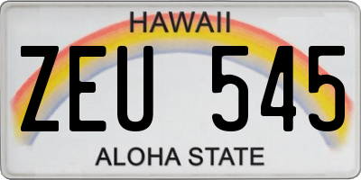 HI license plate ZEU545