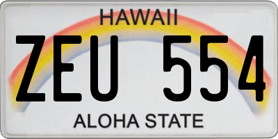 HI license plate ZEU554