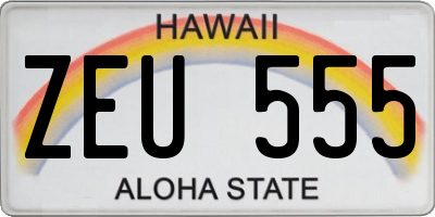 HI license plate ZEU555