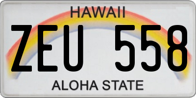 HI license plate ZEU558