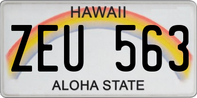 HI license plate ZEU563