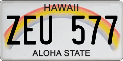 HI license plate ZEU577