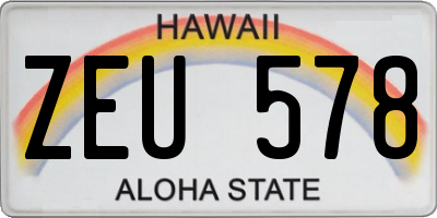 HI license plate ZEU578