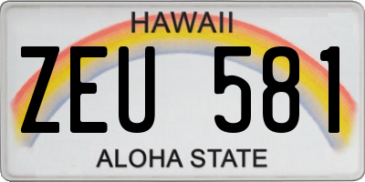 HI license plate ZEU581