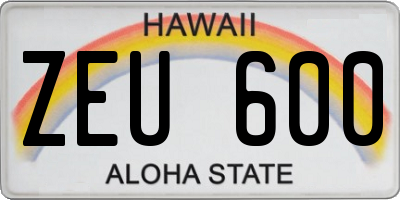 HI license plate ZEU600