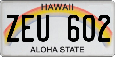 HI license plate ZEU602