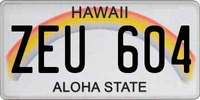 HI license plate ZEU604