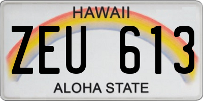 HI license plate ZEU613