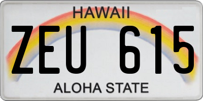 HI license plate ZEU615