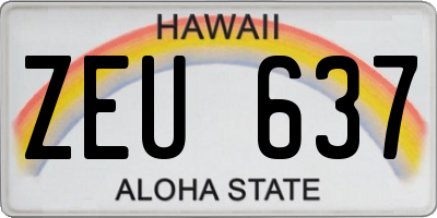 HI license plate ZEU637