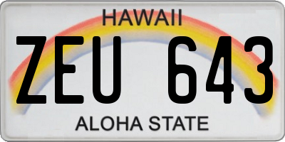 HI license plate ZEU643