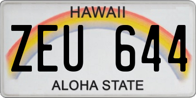 HI license plate ZEU644