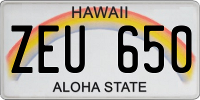 HI license plate ZEU650