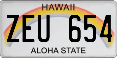 HI license plate ZEU654