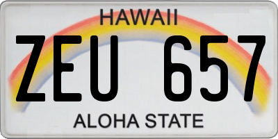 HI license plate ZEU657
