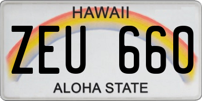 HI license plate ZEU660