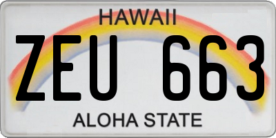HI license plate ZEU663