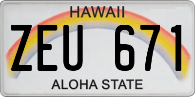 HI license plate ZEU671