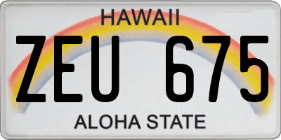 HI license plate ZEU675
