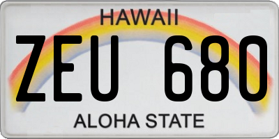 HI license plate ZEU680