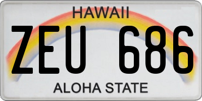 HI license plate ZEU686