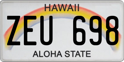 HI license plate ZEU698