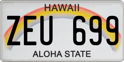 HI license plate ZEU699