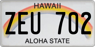 HI license plate ZEU702