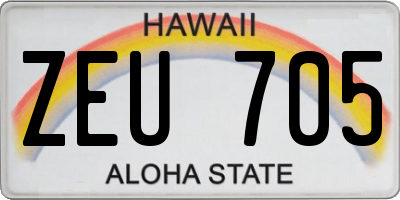 HI license plate ZEU705