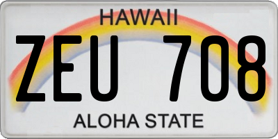 HI license plate ZEU708