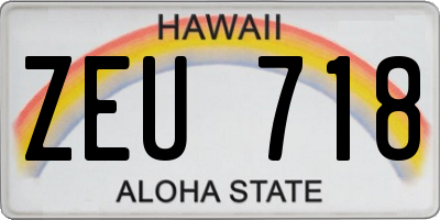 HI license plate ZEU718