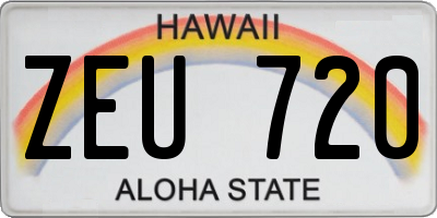 HI license plate ZEU720