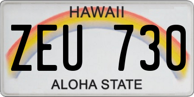HI license plate ZEU730
