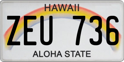HI license plate ZEU736