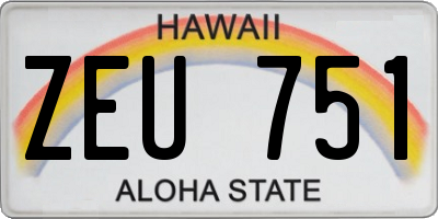 HI license plate ZEU751