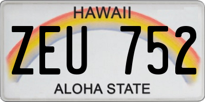HI license plate ZEU752