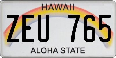 HI license plate ZEU765