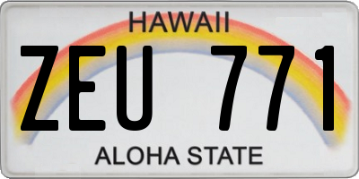 HI license plate ZEU771