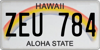 HI license plate ZEU784