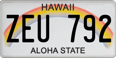 HI license plate ZEU792