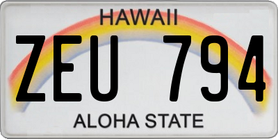 HI license plate ZEU794
