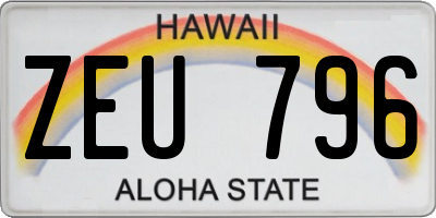 HI license plate ZEU796