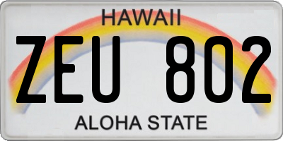 HI license plate ZEU802