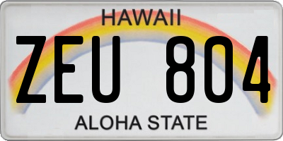 HI license plate ZEU804